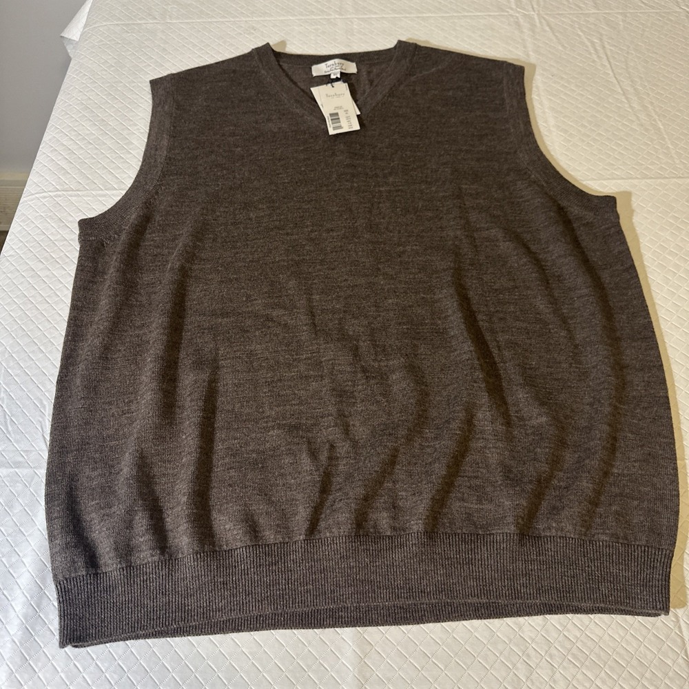 Turnbury Sweater Vest Extra Fine Merino Wool Dk Taupe Heather‎ Nwt XL Business